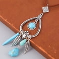 thumbnail image 3 of Bohemian Turquoise Pendant Long Choker Suede Choker Necklace with Vintage Turquoise Statement Dangle Earrings Jewelry Accessories for Women, 3 of 8