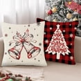 thumbnail image 2 of Funda De Almohada Navideña De Lino Con Estampado De Árbol De Navidad A Cuadros Rojos Funda De Cojín Funda De Cojín Para Sofá Navideña, 2 of 2
