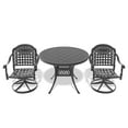 thumbnail image 3 of FFZ 3-Piece All-Weather Cast Aluminum Dining Set, Include 2 Swivel Chairs And 39.37" Round Table With Black Frame, 3 of 6