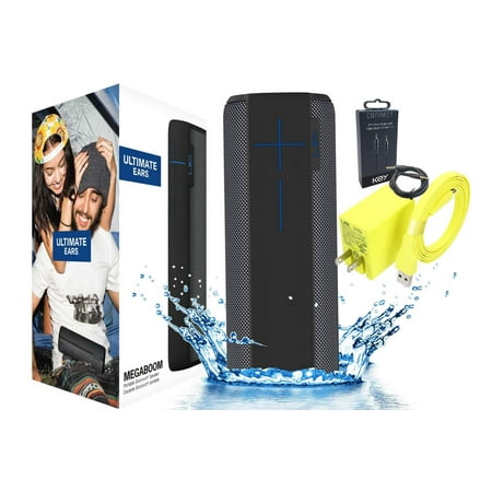 Ultimate Ears MEGABOOM Charcoal Wireless Mobile Bluetooth Speaker Waterproof and Shockproof -Wall Charger and Key AUX Wire (US Retail (Best Wired Speaker For Echo Dot)