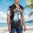 thumbnail image 3 of Pofeuu Flower Crown White Horse Print Hawaiian Shirt for Men Sleeves Casual Button Down Summer Beach Dress Shirts T-Shirts,Medium, 3 of 7
