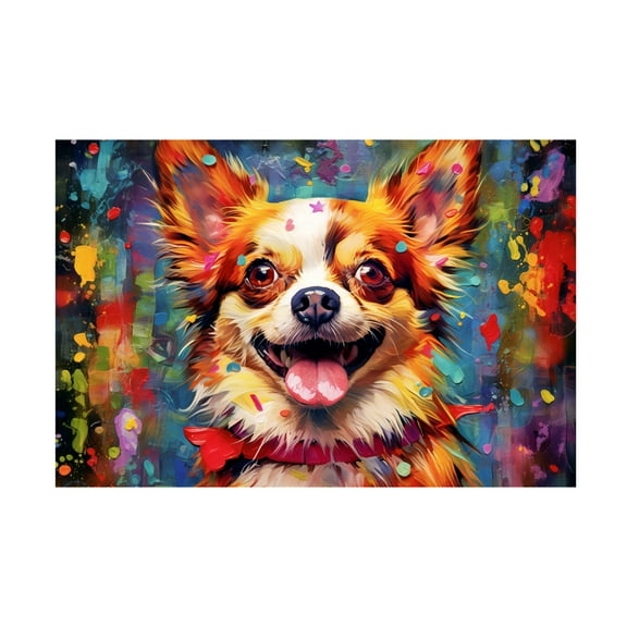 Canvas Wall Art - Ray Heere 'Happy Dog 5' Wall Art for Living Room, Bedroom, or Office Décor by Trademark Fine Art - 19 x 12 Inches