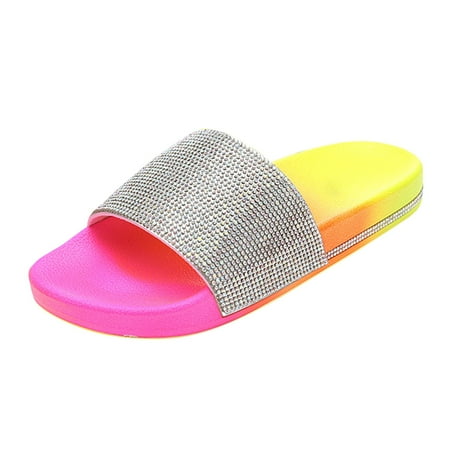 

Jungdeepe Ladies Slippers Casual Non Slip With Diamond Girls Sandal Low HeeledJ Jelly Shoes Outside Womens Bohemian Sandals Low Heel Cute Women Sandals Rhinestone Shoes for Women Flat Sandals Womens
