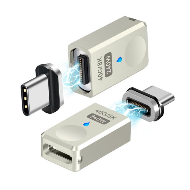 Adaptador magnético USB C HESKUL USB4 40 Gbps 240 W 8K 60 Hz (paquete de 2)