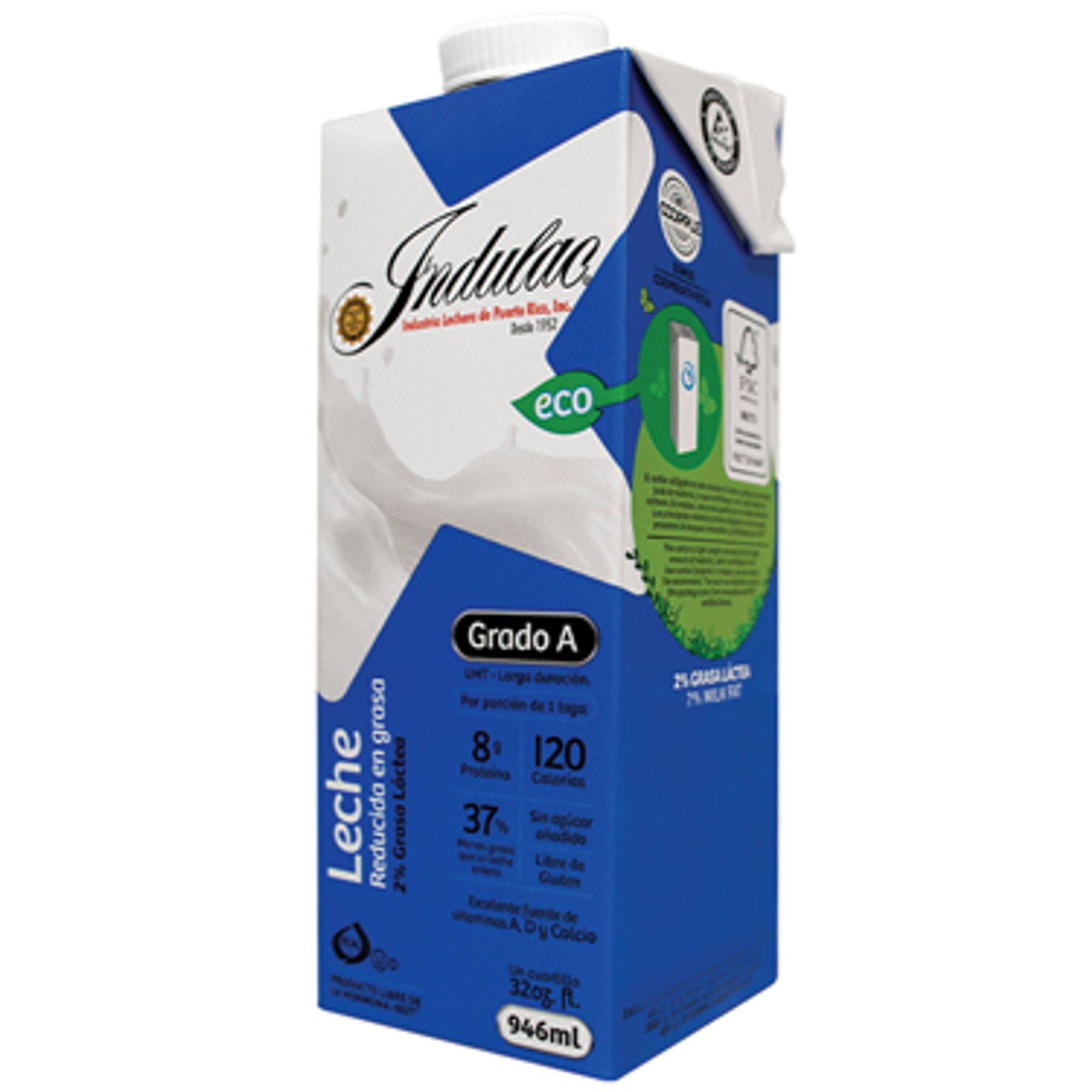 Indulac Reduced Fat Milk 2%, UHT, 32 oz
