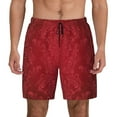 thumbnail image 2 of Picia Vintage Burgundy pattern Mens Swim Trunks with Compression Liner Stretch Beach Shorts Quick Dry with Zipper Pockets No-Chafing Board Shorts-Large, 2 of 9