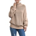 thumbnail image 4 of Kmbangi Pull pour Femmes, Col Roulé Uni Manches Ballon Tricot, 4 of 7