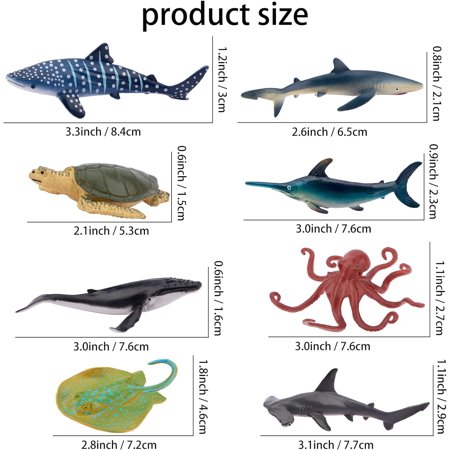 TOYMANY 24pcs Mini Ocean Animal Figurines: Realistic Cake Toppers with Sharks, Whales & Octopus - Great for Kids' Parties, Gifts & School Projects