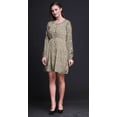 thumbnail image 4 of Bimba Brown Leaf Floral Women Tunic Top Long Sleeve Button Down Print Short Causal Dress-Small, 4 of 7