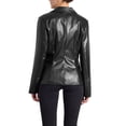 thumbnail image 3 of INSPIRE CHIC Women's Notched Lapel Faux Leather Blazer Double Breasted PU Work Formal Jackets, 3 of 6