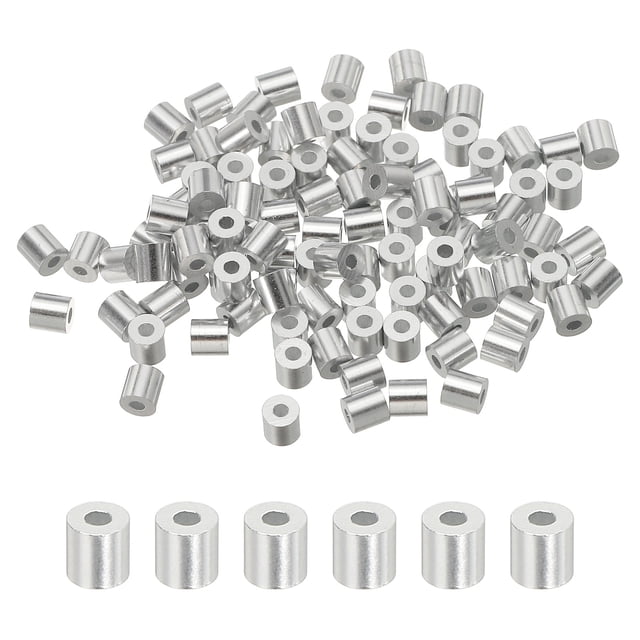 Uxcell Aluminum Crimping Loop Sleeve Wire Rope Stop Sleeve Round Crimp Ferrules for Wire Rope 0.04 inch