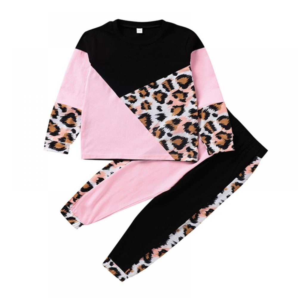 Toddler Baby Girls Sweatshirt Leopard/Tie Dye Casual Blouse Top Fashion Pullover Shirt Fall Winter Outfit 