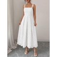 thumbnail image 3 of White Womens Sleeveless Maxi Sundress With Eyelet Cutout Square Neck Flowy Beach Vacation Dress, 3 of 6