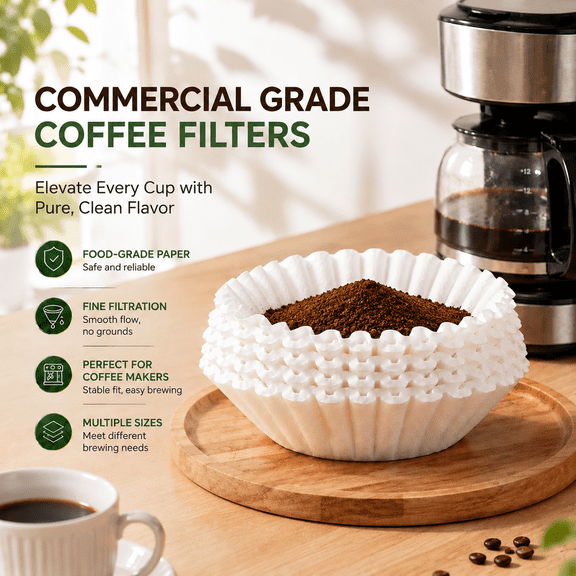 Unbranded Food-Grade Natural Wood Pulp Basket Coffee Filters 200 Count
