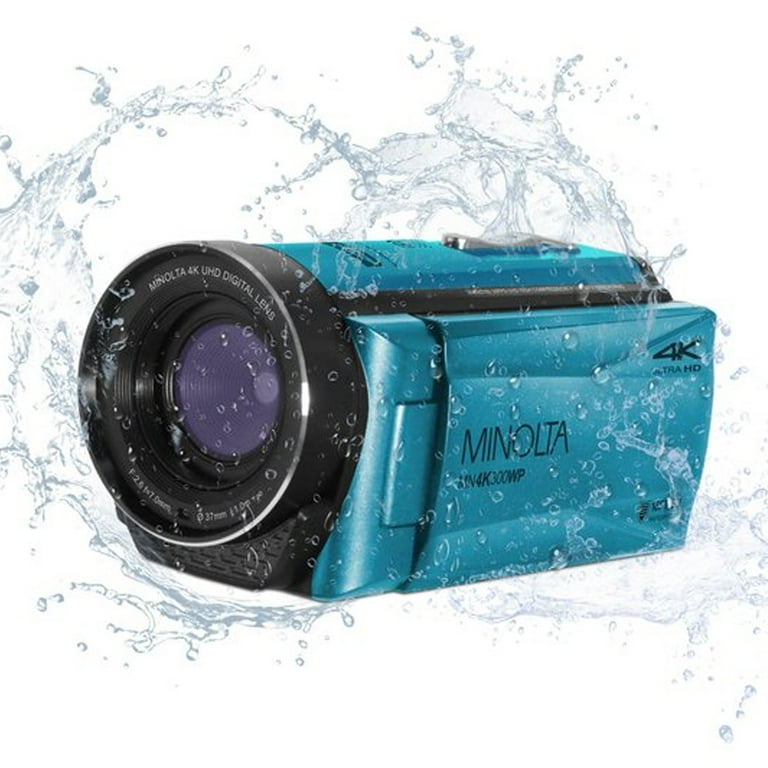 Minolta MN4K300WP 4K Ultra HD / 56 MP Waterproof Camcorder, Blue