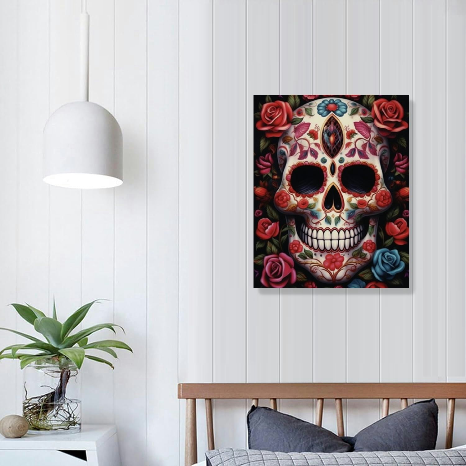 COMIO  Galaxy Sugar Skull Wall Art Decor Star Floral Skull Prints And Posters Pub Club Shop Mexican Festival Decorations Party Canvas Wall Painting Artwork