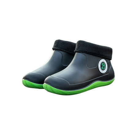 

Crocowalk Womens Casual Flat Garden Shoes Outdoor Lightweight Slip On Rain Boots Comfort Round Toe Work Shoe Green (with Plush Lining) 9.5-10