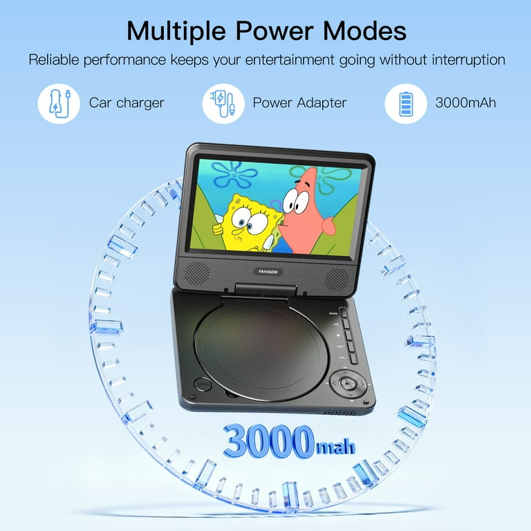 FANGOR Portable DVD Player, 9.5inch Kids CD dvd player with 7in
