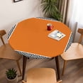 thumbnail image 5 of Geometric Greek Key Design Elastic Fitted Round Table Cover Orange Waterproof Outdoor Tablecloth for Holiday Party, Picnic, Patio & Dining Fits Tables Up to 36"-44", 5 of 8