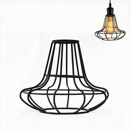 

FSLiving 7.7 Industrial Vintage Metal Bulb Guard Black Iron Flower Shade Ceiling Holder DIY Light Shade Decorative Replacement Lamp Shade for Pendant Light Table Lamp Wall lamp Wall Sconce - 1 Pack