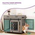 thumbnail image 3 of Uforic Grey 39 Inch Indoor Dog Crate Furniture End Table with Drawer & Wheels, 3 of 5