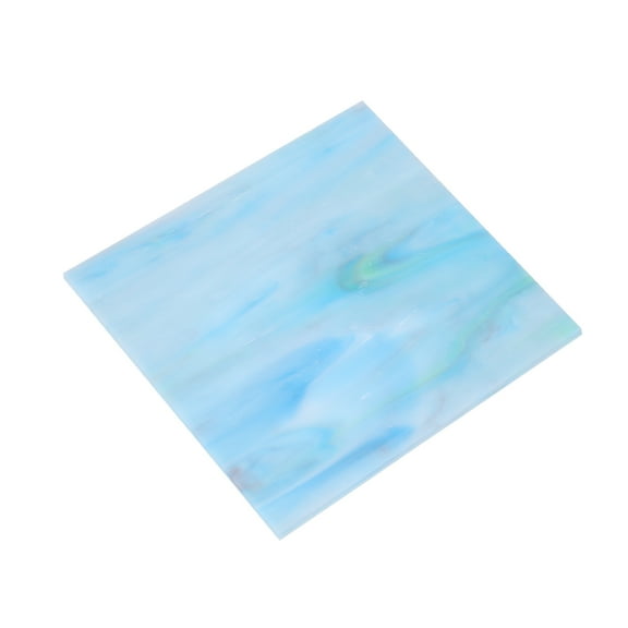 Stained Glass Sheet Mosaic Tile 3.9 Inch x 3.9 Inch Teal, Stained Glass Sheets for Crafts Project