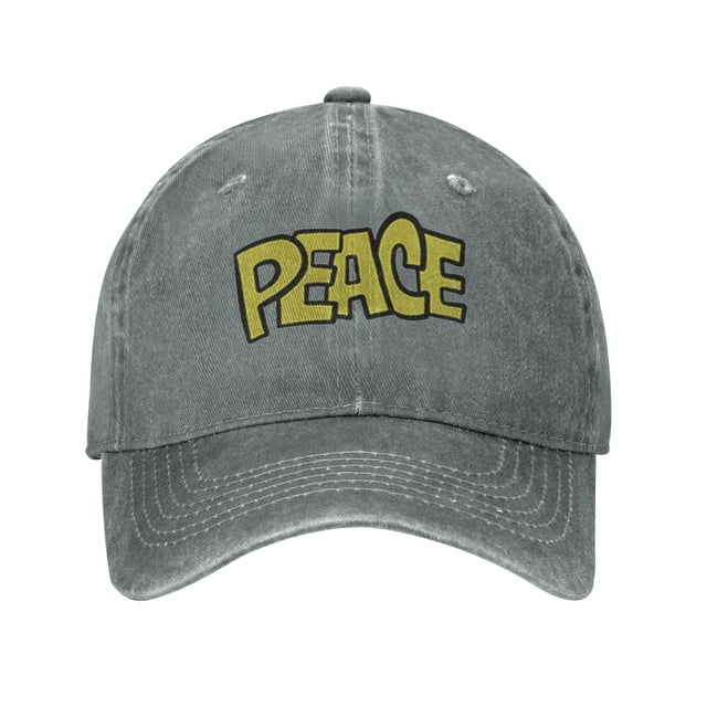 ZICANCN Peace Text Casquette de Baseball Réglable Femmes, Chapeaux pour Hommes Adulte Lavé Coton Denim Baseball Caps Mode Gris