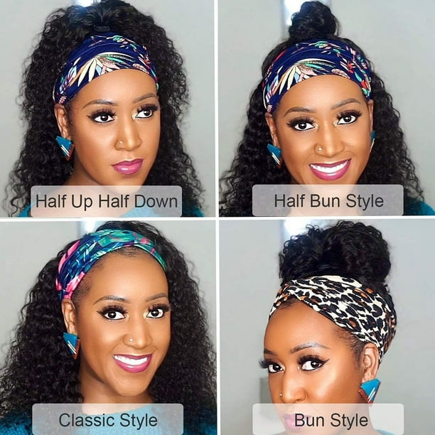 Headband Wig Deep Wave Human Hair 150% Density Headband Wigs  display picture 3