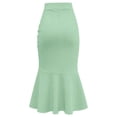 thumbnail image 3 of LWavelet Women Ruched Mermaid Midi Skirt High Waist Flared Hem Elegant Casual Long Skirt Khaki 3XL, 3 of 4