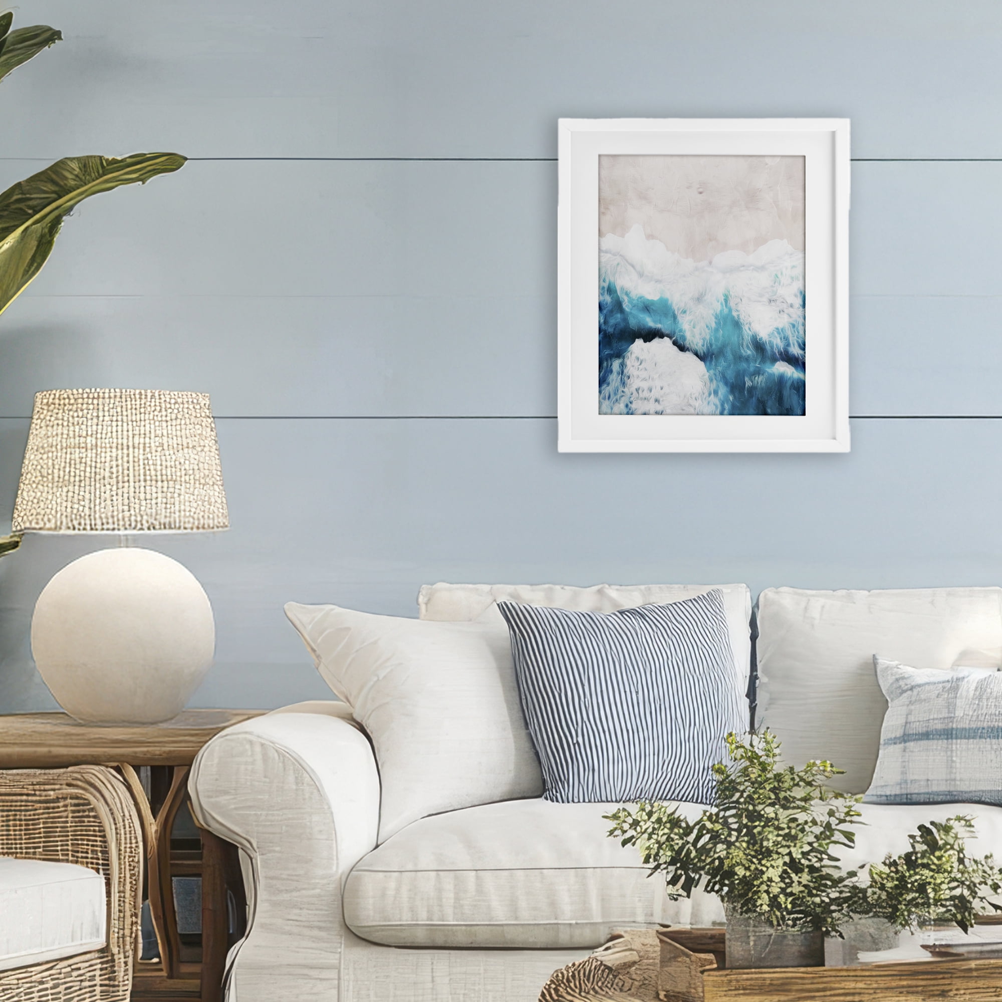 Stupell Industries On The Beach Aerial White Framed Print Under Glass, design by Milli Villa