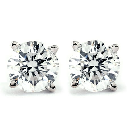 Pompeii 1.00 Ct TDW Diamond Studs in 10k White Gold (JK,I2-I3)