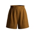 thumbnail image 6 of Bloomae Shorts for Women with Pockets Summer Casual Elastic High Waisted Wide Leg Cute Dressy Beach Shorts Trendy Holiday Vacation Beach Clothes Brown XL, 6 of 7