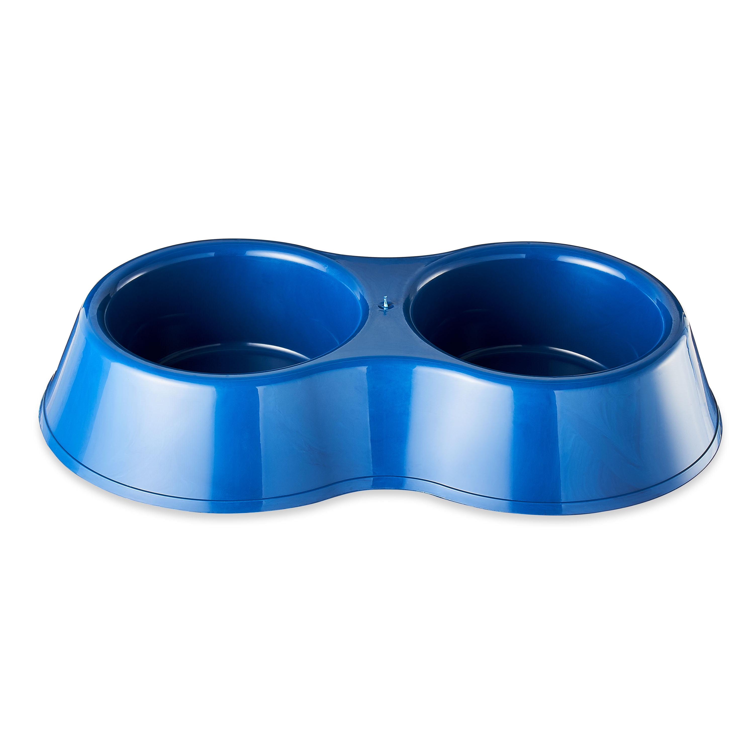 Vibrant Life Large Plastic Double Dog Bowl, Blue