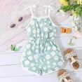 thumbnail image 2 of Zanarzt Girl's Spaghetti Strap Sleeveless Loose Jumpsuit Girls Jumpsuit Suspenders Bow Leisure Daisy Overalls Shorts Summer Clothes Children Jumpsuit Green,4-5 Years, 2 of 3