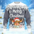 thumbnail image 3 of Merry Christmas Sweatshirt for Men Long Sleeve Crewneck Loose Casual Cute Reindeer Print Pullover Sweatshirts, 3 of 8