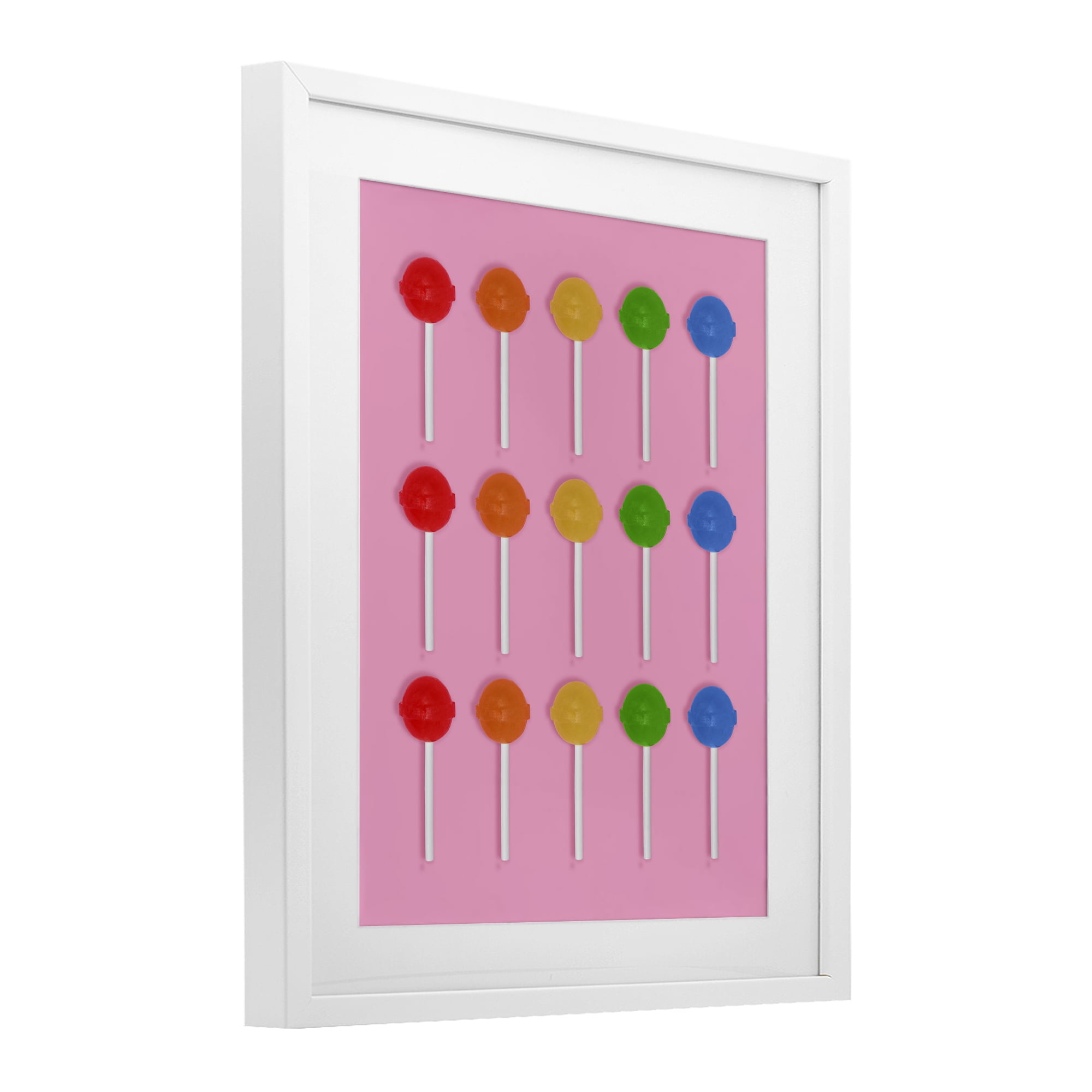 Stupell Industries Colorful Lollipop Grid White Framed Print Under Glass, design by LISH Creative