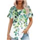 thumbnail image 1 of Tops de Cuello Redondo para las Mujeres de Manga Corta Plisada Impresa, Blusa de Poliéster Casual para el Uso Diario, 1 of 6