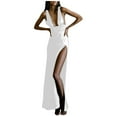 thumbnail image 2 of Fankiway Robe Sexy Unie pour Femmes Dos Creux Longue Robe de Plage Grande Taille, 2 of 9