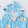 thumbnail image 4 of TOWED22 Boys Girls Robe Kids Flannel Hooded Bathrobe Sleepwear Pajamas Toddler Soft Plush Robes Baby Gifts(Dark Blue,18-24 M), 4 of 6