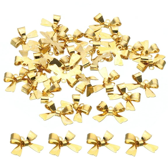 30pcs Bow Charm, Bow Pendants Bulk Mini Bowknot Charm Pendants Metal for Earrings DIY Crafts, Gold Tone