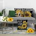 thumbnail image 5 of Sunflower Pillow Covers, Sunflower Decor Gnomes Pillow Covers 18x18 Set of 4, Sunflower Decorative Black Buffalo Plaid Gnomes Throw Pillow Covers for Couch Sofa Living Room Indoor Outdoor, 5 of 6