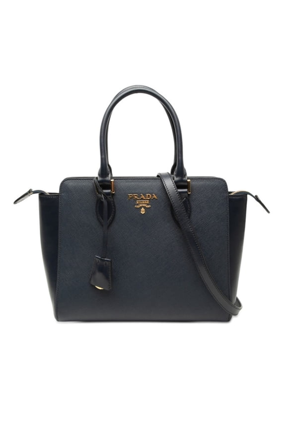 Pre-Owned Prada Handbag Shoulder Bag 2WAY 1BA113 Navy Saffiano Leather Women's PRADA