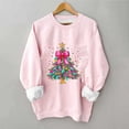 thumbnail image 2 of Pink Sweatshirts Women Christmas Outfits Crewneck Pullover Loose Long Sleeve Tops Xmas Tree Print Festive Clothes (S, Pink 05), 2 of 6