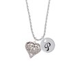 thumbnail image 2 of Delight Jewelry Silvertone Large Open Filigree Heart Silvertone Script Initial Disc - P - Charm Necklace, 20"+3", 2 of 4