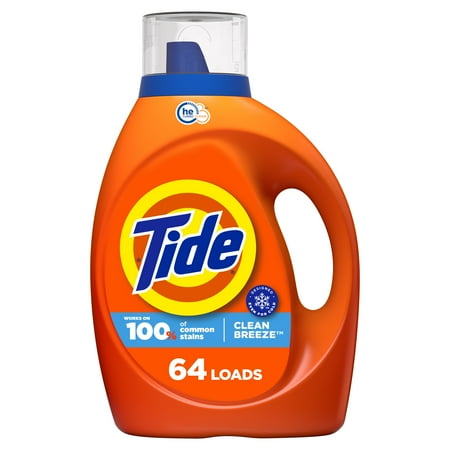 Tide Liquid Laundry Detergent, Clean Breeze Scent, 84 Fl Oz, 64 Loads