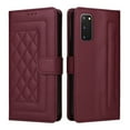 thumbnail image 2 of Compatible with Samsung Galaxy S20 Case, Premium Leather Wallet Book Case Magnetic Flip RFID Blocking Credit Card Holder Kickstand with Wrist Strap Shock Absorbing Case, Winered, 2 of 11