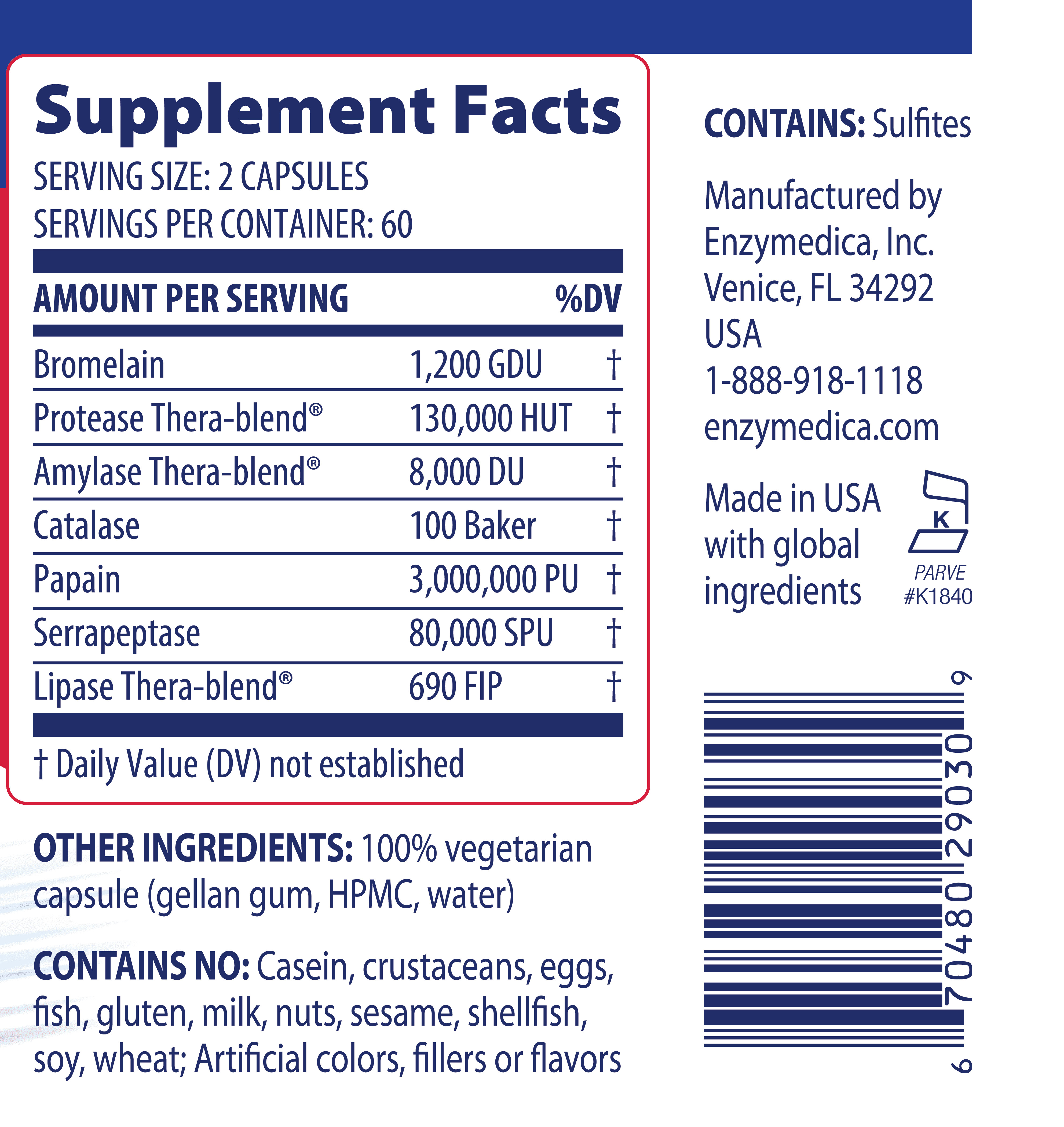 Enzymedica Repair Gold for Men & Women - Proteolytic Enzymes Supplement with Bromelain, 120 Capsules