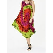 Womens Summer Sun Dress Umbrella Tie Dye Flower Beach Resort Wear Boho Hippie