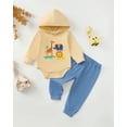 thumbnail image 2 of 12 Months Baby Boys Clothes 18 Months Boys 2PCS Outfits Set Animals Print Toddler Boys Long Sleeve Hoodie Top Pants Set Apricot, 2 of 8