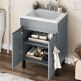 thumbnail image 2 of Dextrus 24.9" Bathroom Vanity with Top Sink, Modern Free Standing Bathroom Storage Cabinet with Soft Close Door, Gray, 2 of 10